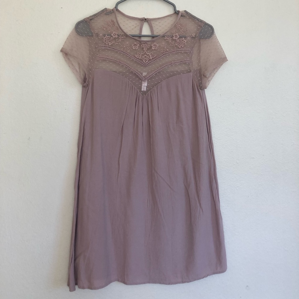 Lavender/Blush Pink embroidered dress